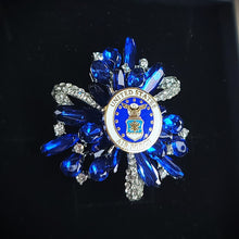 Load image into Gallery viewer, United States Air Force Blue Crystal Brooch