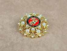 Load image into Gallery viewer, United States Marine Gold Pearl Brooch