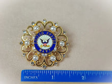 Load image into Gallery viewer, United States Navy Gold Pearl Brooch