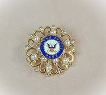 Load image into Gallery viewer, United States Navy Gold Pearl Brooch