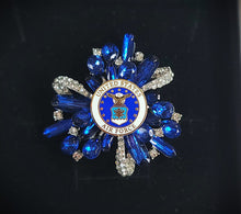 Load image into Gallery viewer, United States Air Force Blue Crystal Brooch
