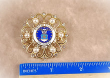 Load image into Gallery viewer, United States Air Force Gold Pearl Brooch
