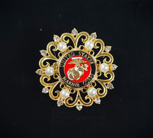 Load image into Gallery viewer, United States Marine Gold Pearl Brooch
