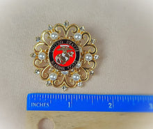 Load image into Gallery viewer, United States Marine Gold Pearl Brooch
