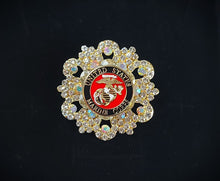 Load image into Gallery viewer, United States Marine Crystal Brooch
