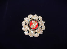 Load image into Gallery viewer, United States Marine Crystal Brooch
