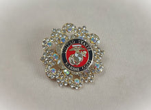 Load image into Gallery viewer, United States Marine Crystal Brooch
