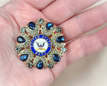 Load image into Gallery viewer, United States Navy Gold Blue Crystal Brooch
